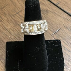 Ross Simons 18k yellow gold/Sterling silver cage double layered wide ring